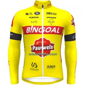 Wielershirt 2022 Bingoal Pauwels Sauces WB Lange Mouw - Rood Neongeel
